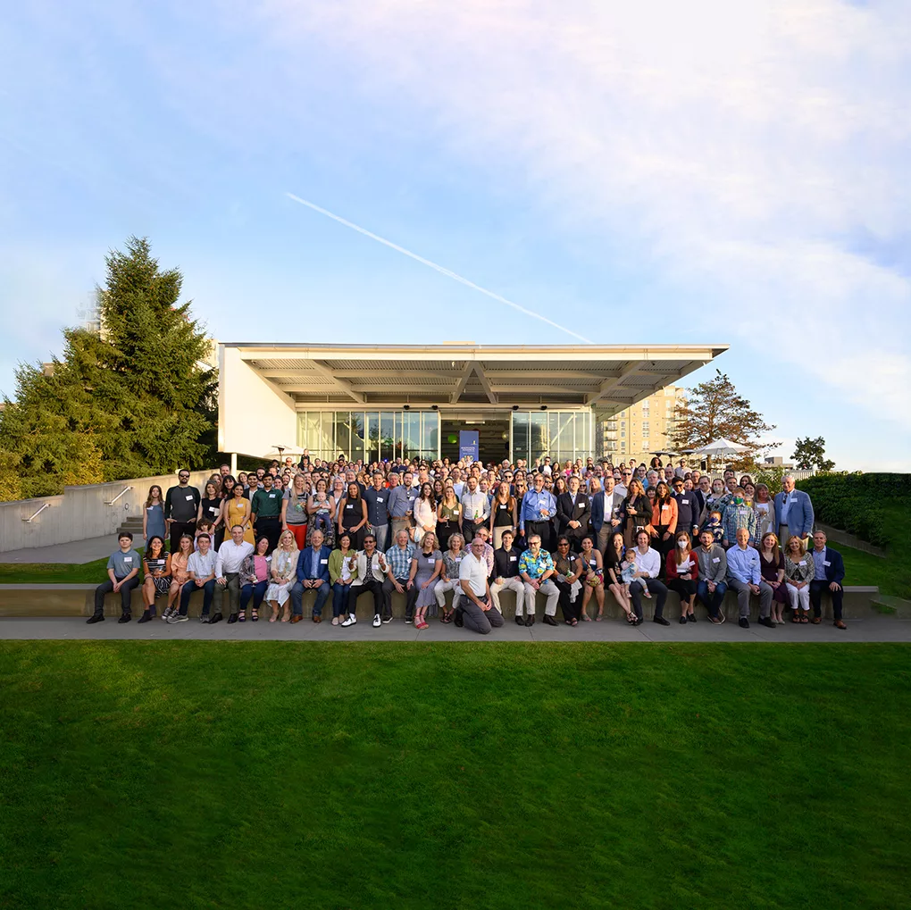 MKA's staff, family and guests pictured in front of the pavilion at the Olympic Sculpture park.