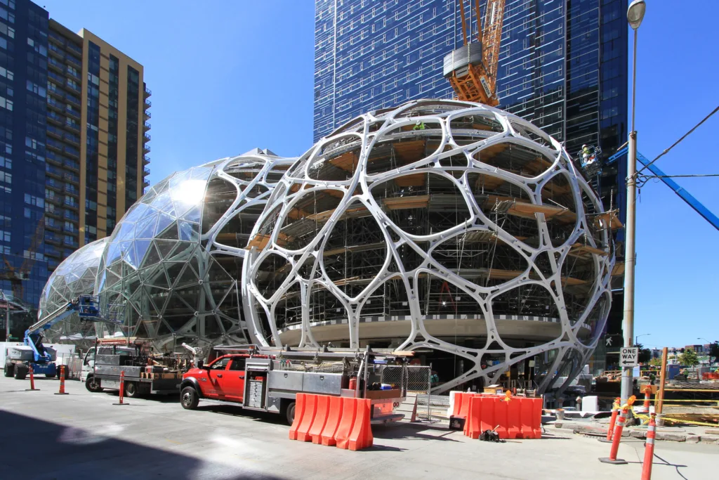 Amazon Spheres during construction.